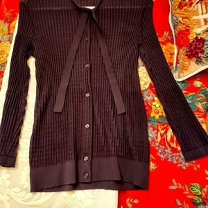 Salvatore Ferragamo Black Tie neck top or cardigan